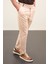 Düz Taş Rengi Super Slim Fit Kemer Detaylı Tokalı Pileli Erkek Pantolon 3