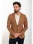 Düz Kamel Slim Fit Torba Cep Mono Yaka Keten Erkek Ceket 1