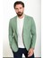 Kırçıllı Yeşil Slim Fit Torba Cep Mono Yaka Keten Erkek Ceket 1