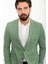 Kırçıllı Yeşil Slim Fit Torba Cep Mono Yaka Keten Erkek Ceket 4