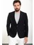 Düz Siyah Slim Fit Geniş Yaka Erkek Ceket 1