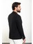 Düz Siyah Slim Fit Geniş Yaka Erkek Ceket 5
