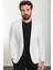 Çizgili Ekru Slim Fit Torba Cep Mono Yaka Gofre Erkek Ceket 3