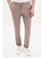 Düz Bej Super Slim Fit Beli Lastikli İpli Erkek Pantolon 1
