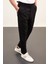 Düz Siyah Super Slim Fit Kemer Detaylı Tokalı Pileli Erkek Pantolon 3
