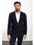Çizgili Lacivert Slim Fit Mono Yaka Erkek Ceket 1
