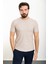 Desenli Bej Slim Fit Bisiklet Yaka Erkek T-Shirt 1