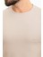Desenli Bej Slim Fit Bisiklet Yaka Erkek T-Shirt 2