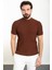 Çizgili Kiremit Slim Fit Yarım Balıkçı Yaka Erkek Triko T-Shirt 1