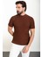 Çizgili Kiremit Slim Fit Yarım Balıkçı Yaka Erkek Triko T-Shirt 3