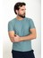 Desenli Açık Yeşil Slim Fit Bisiklet Yaka Erkek T-Shirt 3