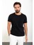 Düz Siyah Slim Fit Bisiklet Yaka Erkek T-Shirt 1