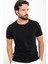 Düz Siyah Slim Fit Bisiklet Yaka Erkek T-Shirt 3