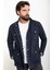 Düz Lacivert Slim Fit Torba Cep Hakim Yaka Erkek Trenchcoat 3