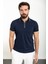 Düz Lacivert Slim Fit Fermuarlı Polo Yaka Erkek T-Shirt 1