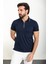 Düz Lacivert Slim Fit Fermuarlı Polo Yaka Erkek T-Shirt 3