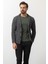 Kareli Antrasit Rengi Torba Cep Slim Fit Erkek Triko Ceket 1