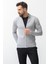 Duz Gri Renk Slim Fit Yarım Balıkcı Yaka Erkek Hırka 1