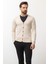 Düz Bej Rengi Slim Fit Düğmeli Triko Erkek Hırka 1