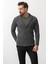 Kareli Antrasit Rengi Torba Cep Slim Fit Erkek Triko Ceket 4