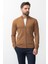 Duz Kamel Rengi Slim Fit Yarım Balıkcı Yaka Erkek Hırka 1