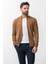 Duz Kamel Rengi Slim Fit Yarım Balıkcı Yaka Erkek Hırka 3