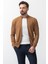 Duz Kamel Rengi Slim Fit Yarım Balıkcı Yaka Erkek Hırka 4