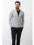 Duz Gri Renk Slim Fit Yarım Balıkcı Yaka Erkek Hırka 4