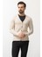 Düz Bej Rengi Slim Fit Düğmeli Triko Erkek Hırka 3