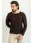 Lase Kahverengi Slim Fit Bisiklet Yaka Uzun Kollu Erkek Triko 1