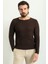 Lase Kahverengi Slim Fit Bisiklet Yaka Uzun Kollu Erkek Triko 3