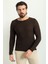 Lase Kahverengi Slim Fit Bisiklet Yaka Uzun Kollu Erkek Triko 4