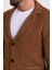 Kareli Kamel Rengi Torba Cep Slim Fit Erkek Triko Ceket 4