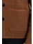 Kareli Kamel Rengi Torba Cep Slim Fit Erkek Triko Ceket 5