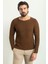Lase Açık Kahverengi Slim Fit Bisiklet Yaka Uzun Kollu Erkek Triko 1