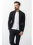 Duz Siyah Renk Slim Fit Yarım Balıkcı Yaka Erkek Hırka 5