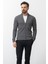 Duz Antrasit Renk Slim Fit Yarım Balıkcı Yaka Erkek Hırka 3