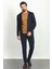 Çizgili Lacivert Renk Torba Cep Slim Fit Yün Erkek Triko Ceket 3
