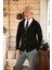 Düz Siyah Slim Fit Torba Cep Yün Erkek Triko Ceket 1