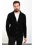 Düz Siyah Slim Fit Torba Cep Yün Erkek Triko Ceket 2