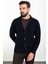 Düz Lacivert Slim Fit Torba Cep Yün Erkek Triko Ceket 1