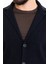 Düz Lacivert Slim Fit Torba Cep Yün Erkek Triko Ceket 2