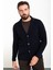 Düz Lacivert Slim Fit Torba Cep Yün Erkek Triko Ceket 3