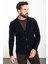 Düz Lacivert Slim Fit Torba Cep Yün Erkek Triko Ceket 4