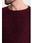 Kırçıllı Bordo Renk Slim Fit Uzun Kollu Geniş Bisiklet Yaka Erkek Kazak 2