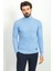 Dokulu Açık Mavi Renk Slim Fit Tam Balıkçı Yaka Erkek Kazak 1