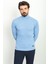 Dokulu Açık Mavi Renk Slim Fit Tam Balıkçı Yaka Erkek Kazak 4
