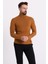 Çizgili Tütün Rengi Slim Fit Tam Balıkçı Yaka Erkek Triko Kazak 3