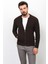 Desenli Kahverengi Slim Fit Hakim Yaka Erkek Hırka 1