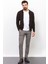 Desenli Kahverengi Slim Fit Hakim Yaka Erkek Hırka 3